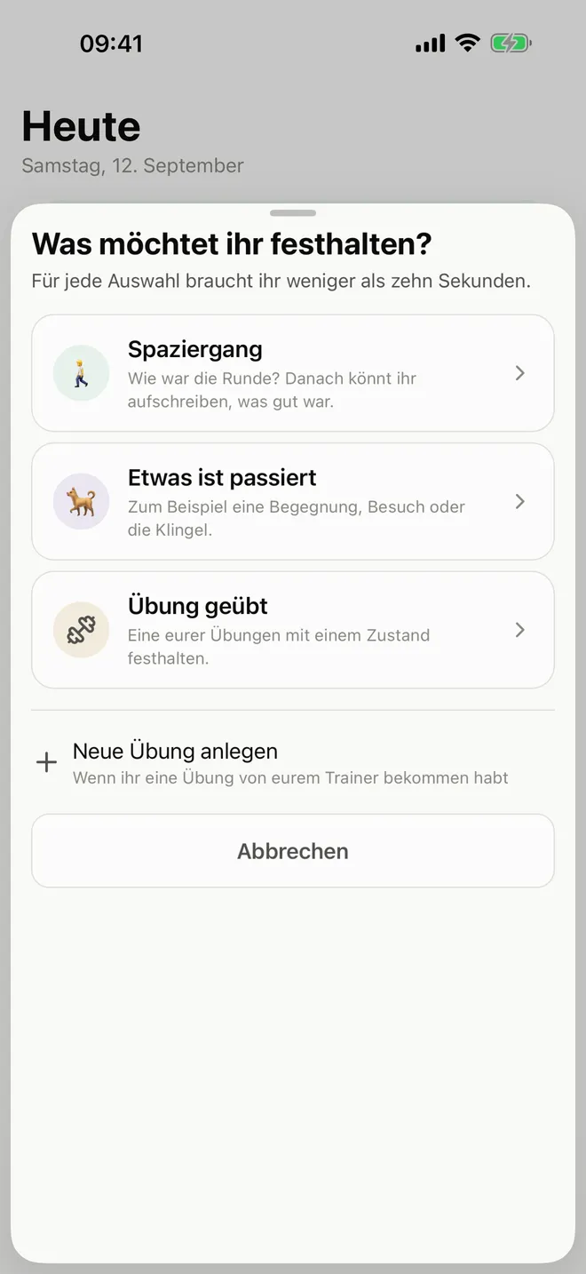 Ein Einstieg für alles, was du eintragen willst.