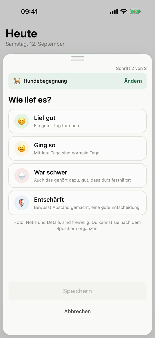 Ereignisse über ＋ Eintragen.
